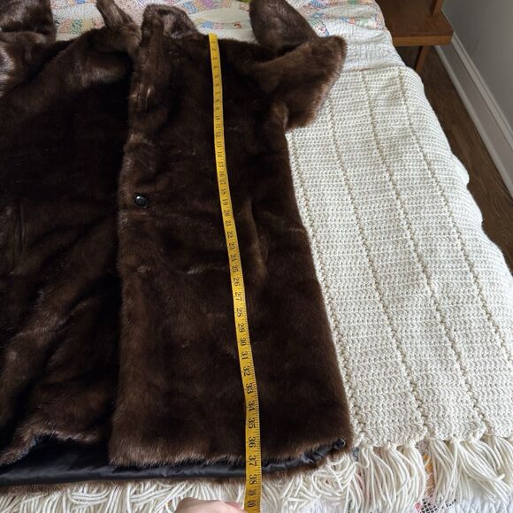 Dark Brown Faux Fur Mid-Length Coat Women’s XL (175/96A) Lined Classic Wear - Picture 2 of 8